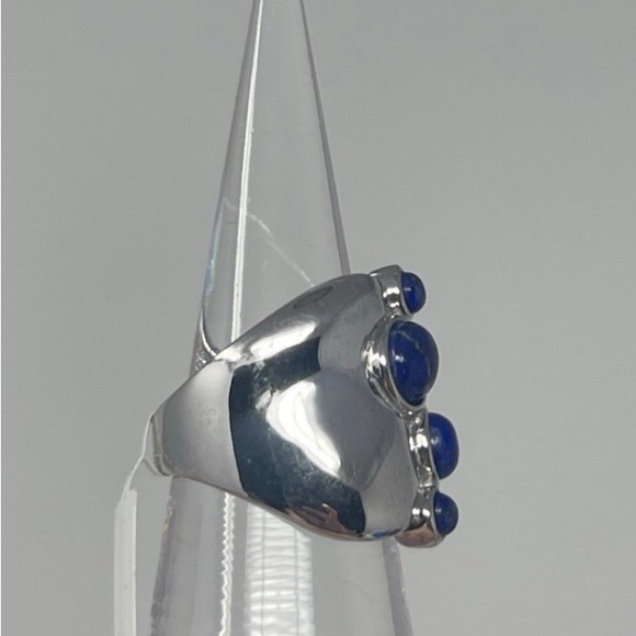 Sterling Silver Bubble Design Blue Gemstone Lapis Ring Size 6 NIB - Picture 3 of 6
